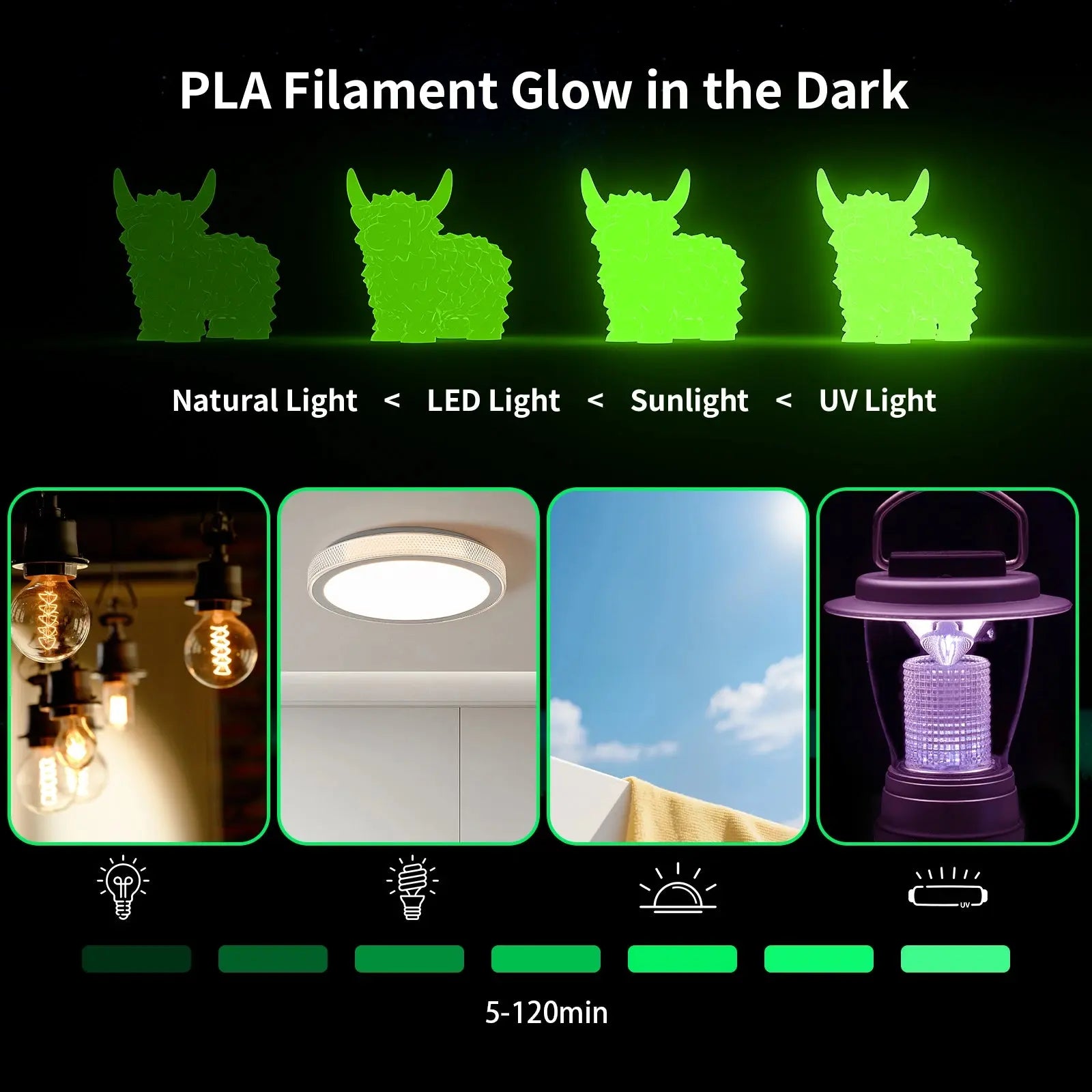 PLA Luminous 3D Printing Filament 1.75mm 1KG Nevsbye