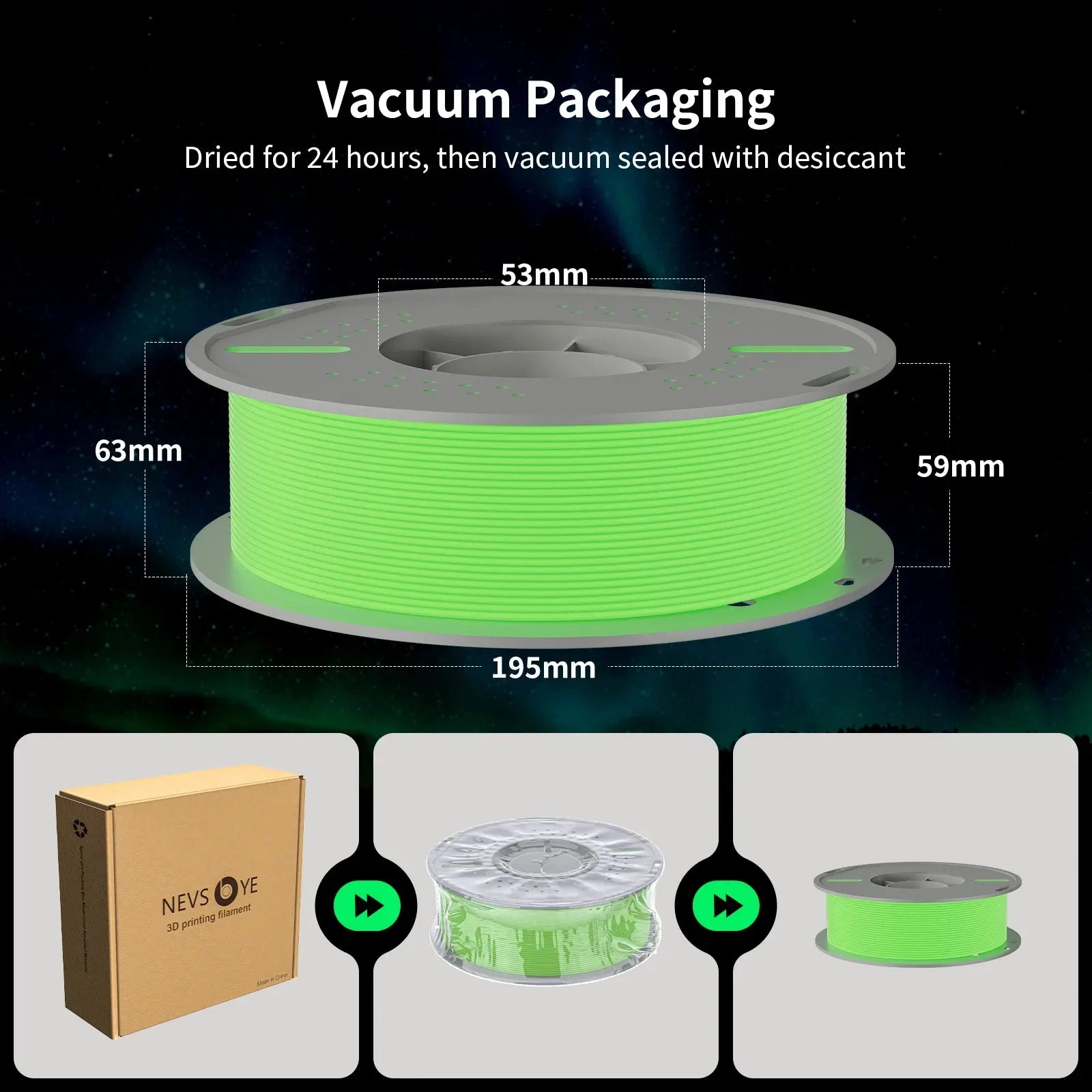 PLA Luminous 3D Printing Filament 1.75mm 1KG Nevsbye