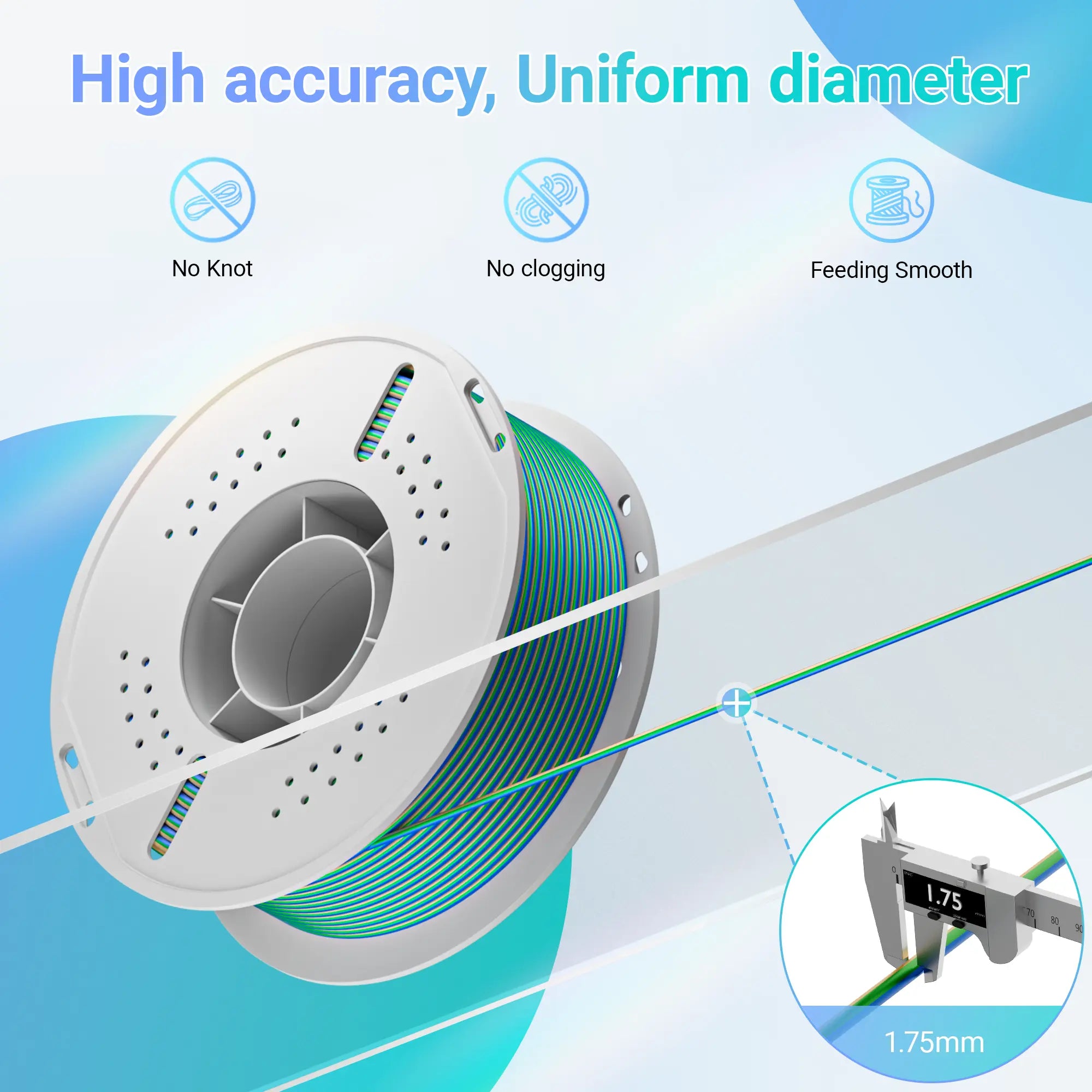 PLA Silk Tri Color 3D Printing Filament 1.75mm 1KG Nevsbye