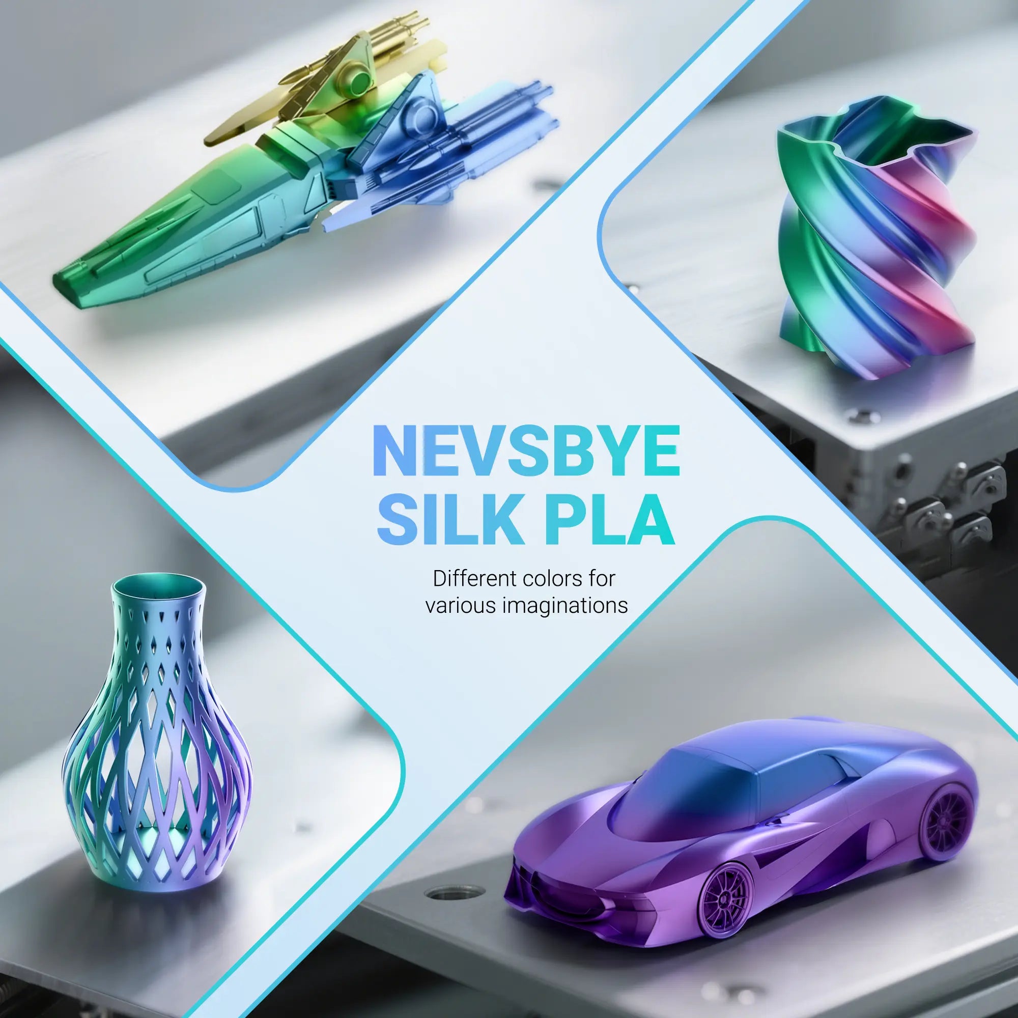 PLA Silk Tri Color 3D Printing Filament 1.75mm 1KG Nevsbye