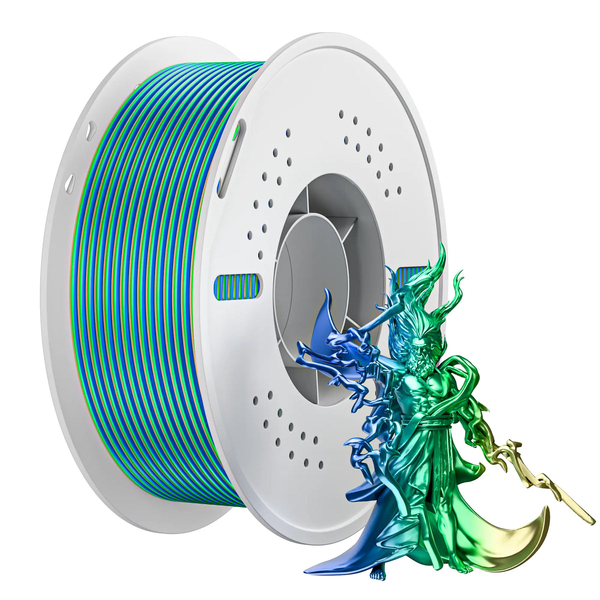 PLA Silk Tri Color 3D Printing Filament 1.75mm 1KG Nevsbye Blue Green Orange