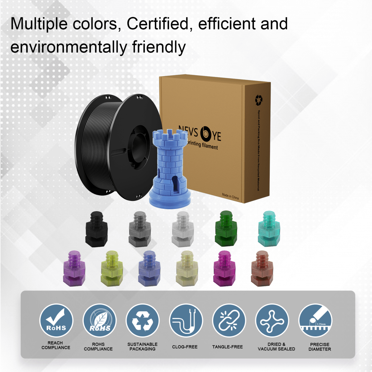 PLA Matte 3D Printing Filament 1.75mm 1KG - NevsbyePLA
