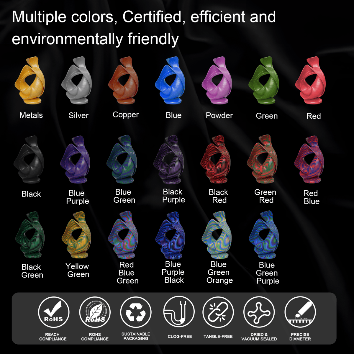 PLA Silk 3D Printing Filament 1.75mm 1KG - NevsbyePLA